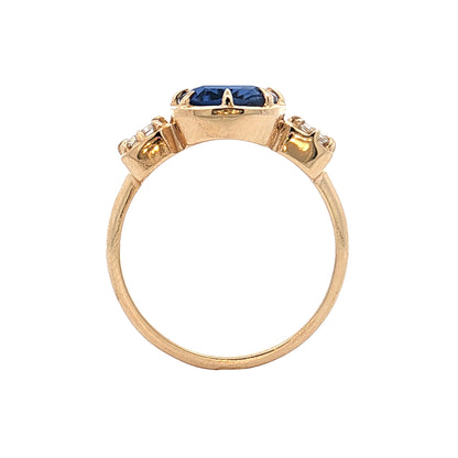1.70 Cushion Sapphire Engagement Ring 14k Yellow Gold