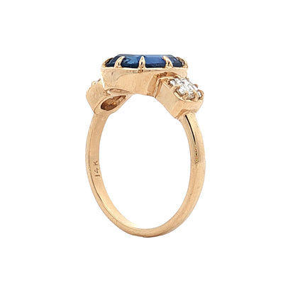1.70 Cushion Sapphire Engagement Ring 14k Yellow Gold