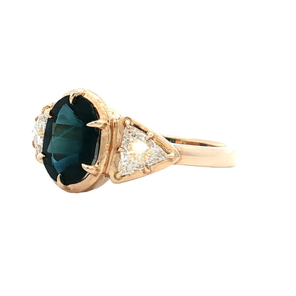 2.05 Oval Sapphire Engagement Ring 14k Yellow Gold