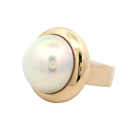 15mm Mabe Pearl Bezel Cocktail Ring 14k Yellow Gold