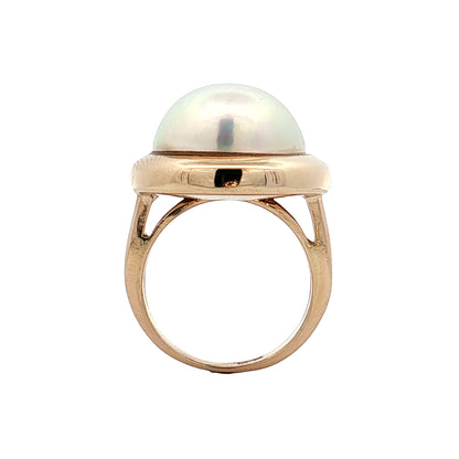 15mm Mabe Pearl Bezel Cocktail Ring 14k Yellow Gold