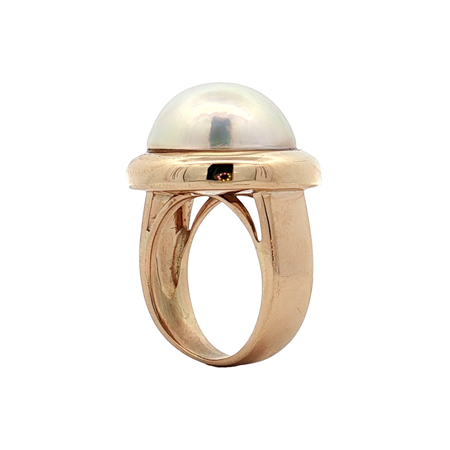 15mm Mabe Pearl Bezel Cocktail Ring 14k Yellow Gold