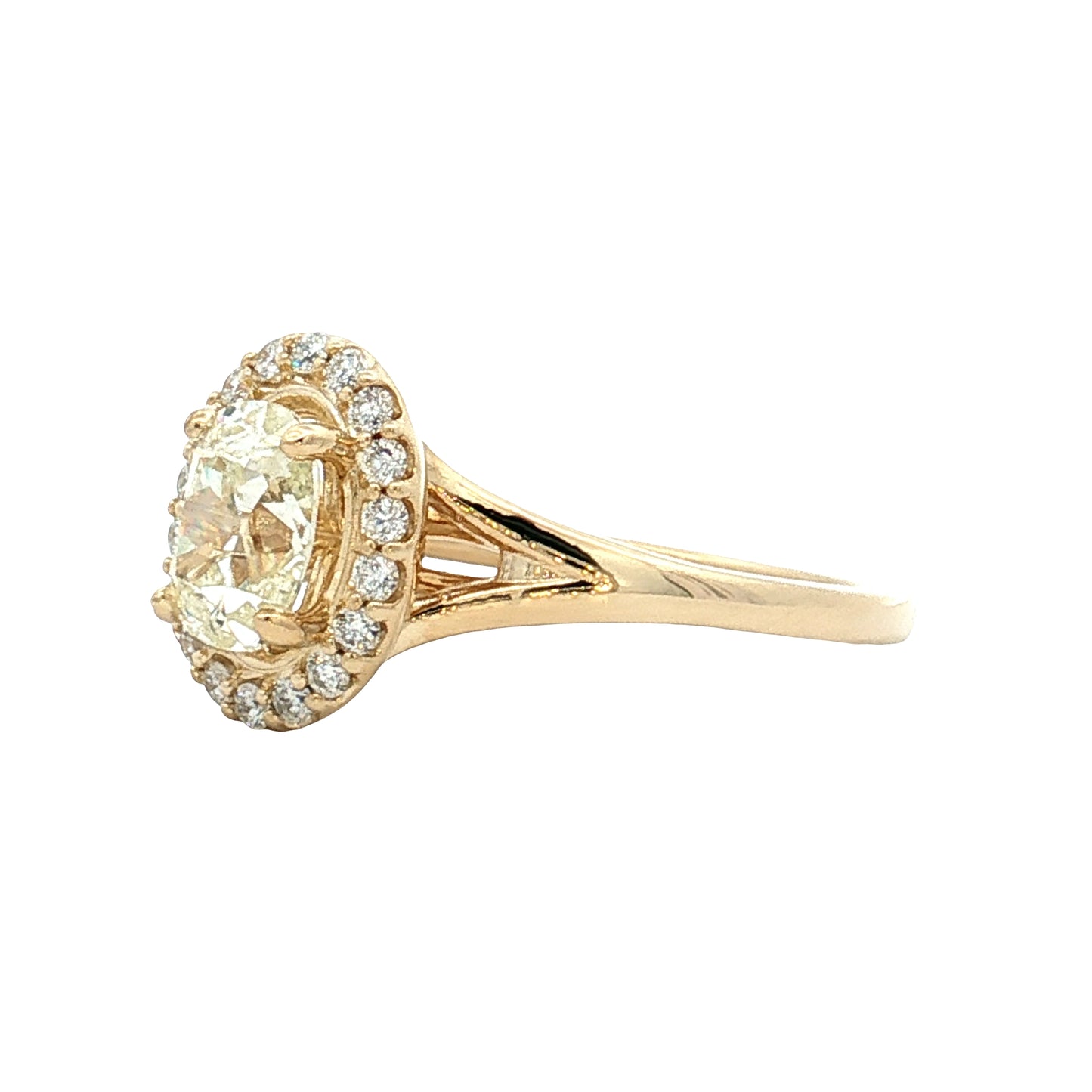 1.01 Antique Cushion Diamond Engagement Ring 14k