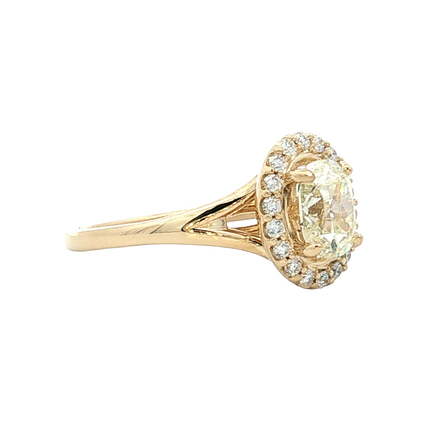 1.01 Antique Cushion Diamond Engagement Ring 14k