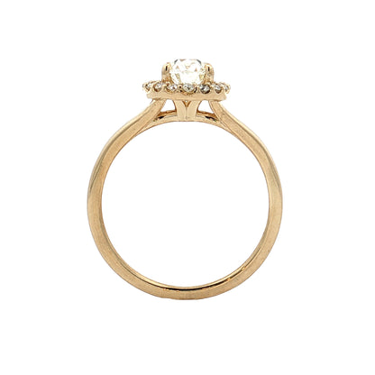 1.01 Antique Cushion Diamond Engagement Ring 14k