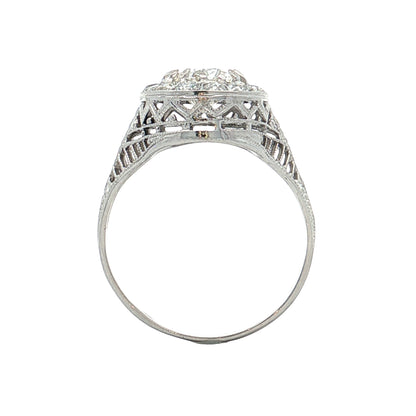 1.37 GIA Antique Oval Diamond Engagement Ring 18k