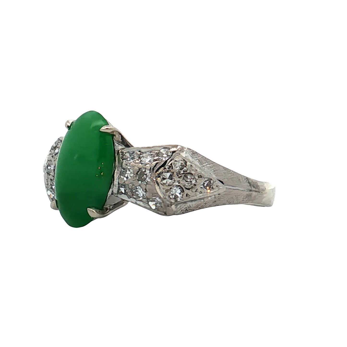 1.50 Antique Green Jadeite Cocktail Ring in Platinum
