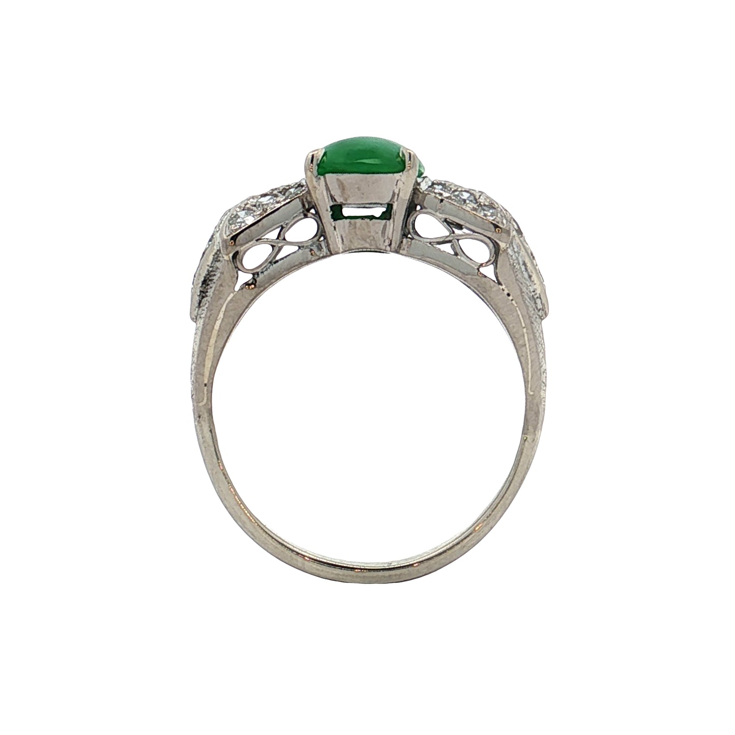 1.50 Antique Green Jadeite Cocktail Ring in Platinum