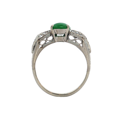1.50 Antique Green Jadeite Cocktail Ring in Platinum