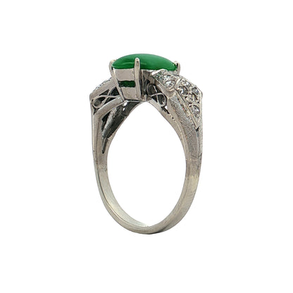 1.50 Antique Green Jadeite Cocktail Ring in Platinum