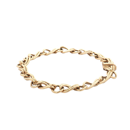 Alternating Twisted Link Chain Bracelet 14k Yellow Gold