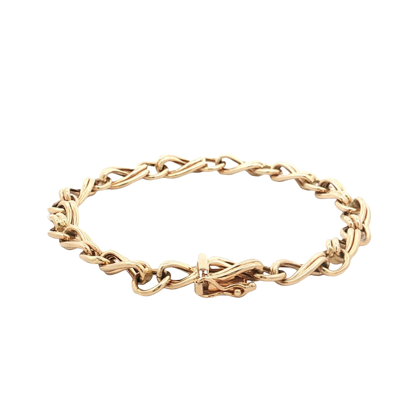 Alternating Twisted Link Chain Bracelet 14k Yellow Gold