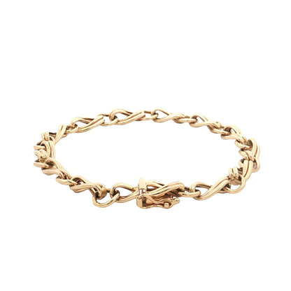 Alternating Twisted Link Chain Bracelet 14k Yellow Gold
