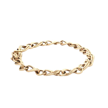 Alternating Twisted Link Chain Bracelet 14k Yellow Gold