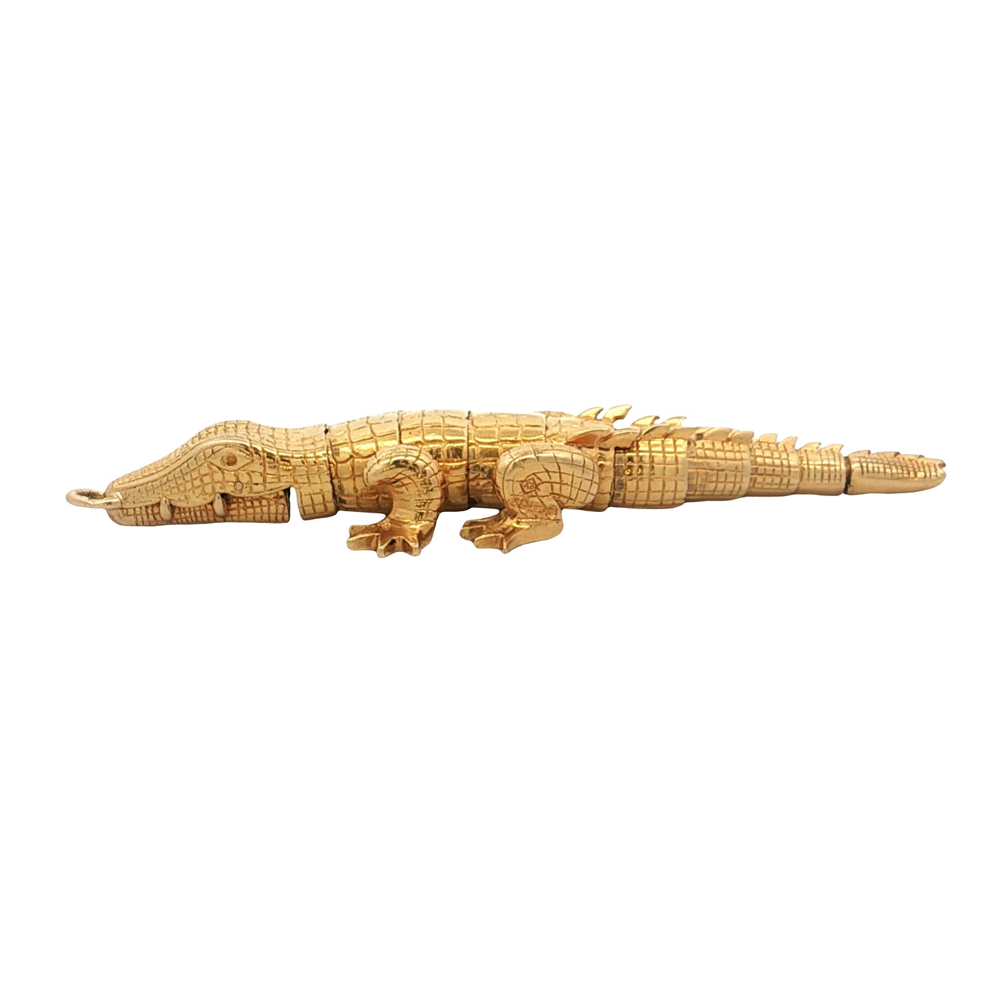 Articulated Alligator Pendant 22k Yellow Gold