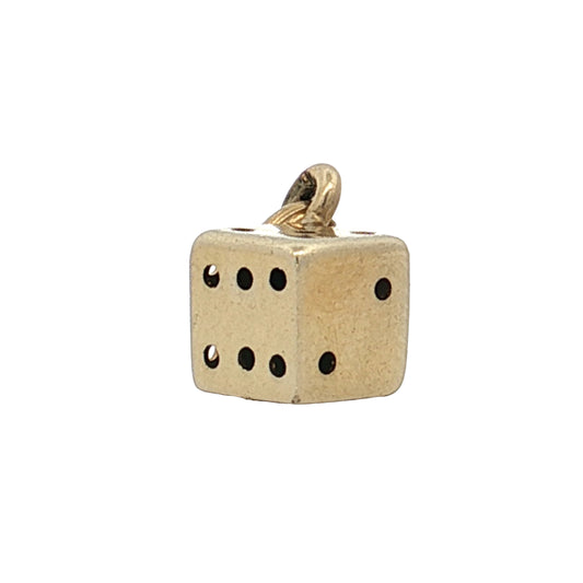 Vintage Mid-Century Dice Charm in 14K Yellow Gold