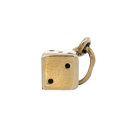 Vintage Mid-Century Dice Charm in 14K Yellow Gold