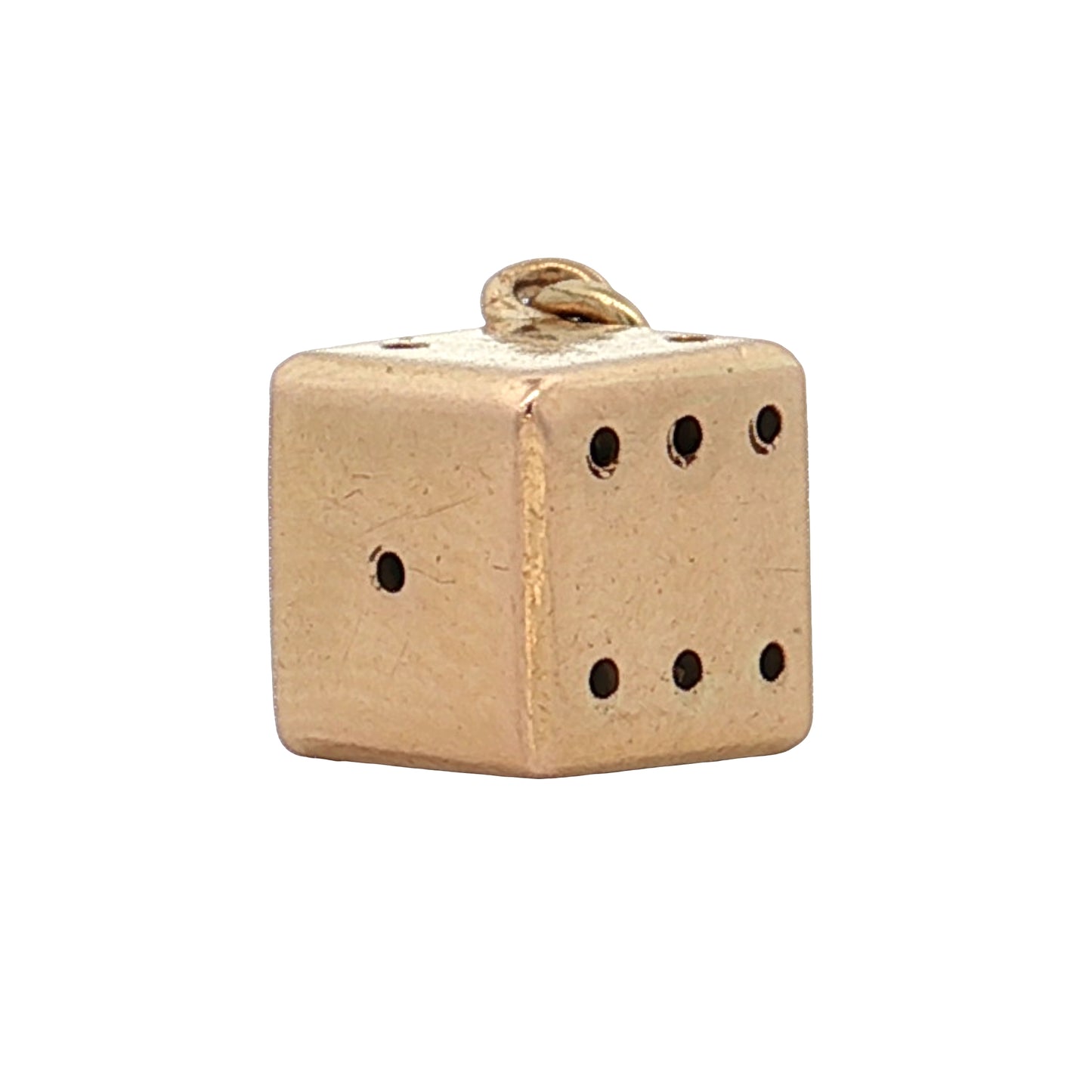 Vintage 1950s Dice Charm 14K Yellow Gold