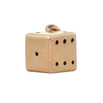 Vintage 1950s Dice Charm 14K Yellow Gold