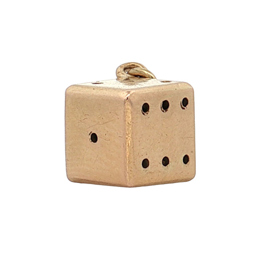 Vintage 1950s Dice Charm 14K Yellow Gold