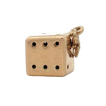 Vintage 1950s Dice Charm 14K Yellow Gold