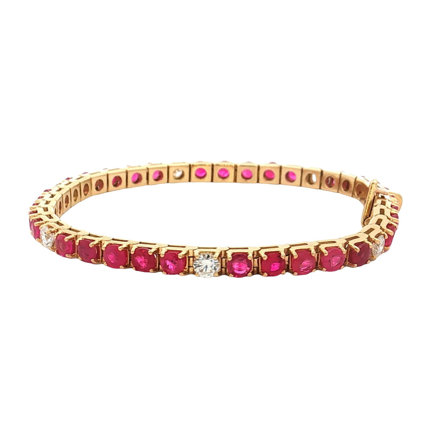 6.63 Rubie & Diamond Tennis Necklace 18k