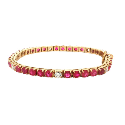 6.63 Rubie & Diamond Tennis Necklace 18k