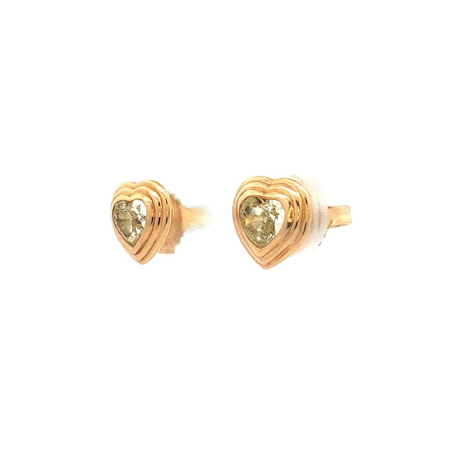 1 Carat Diamond Heart Earrings 18k Yellow Gold