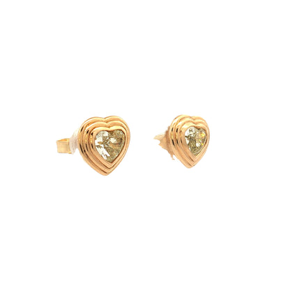 1 Carat Diamond Heart Earrings 18k Yellow Gold