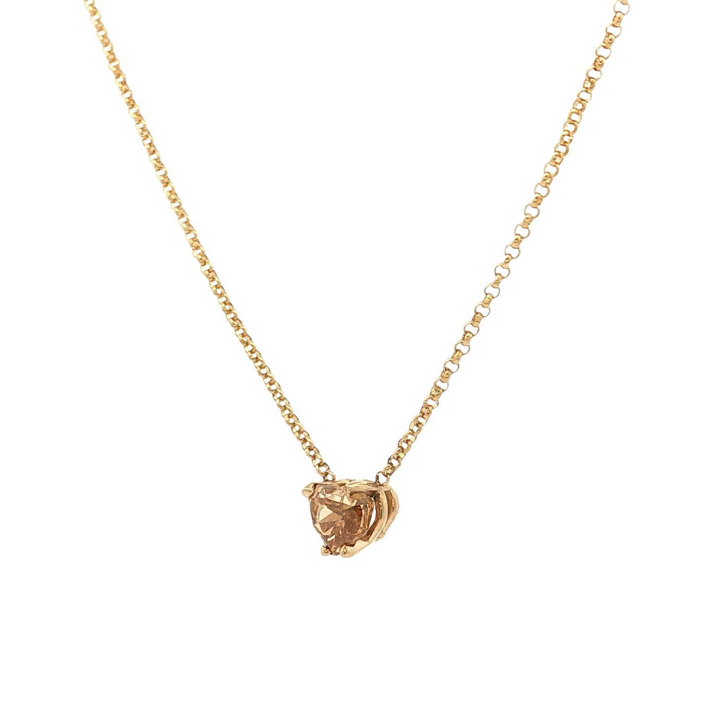 .63 Fancy Orange Heart Diamond Pendant Necklace 14k