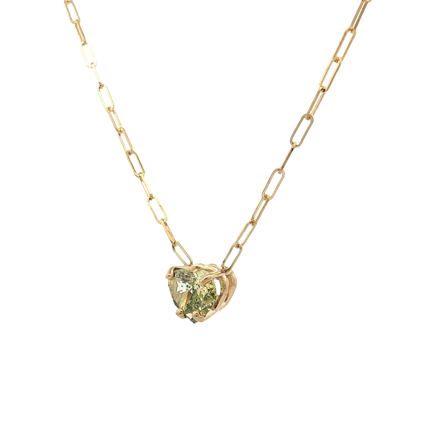 1.11 Fancy Intense Green Heart Diamond Pendant 14k