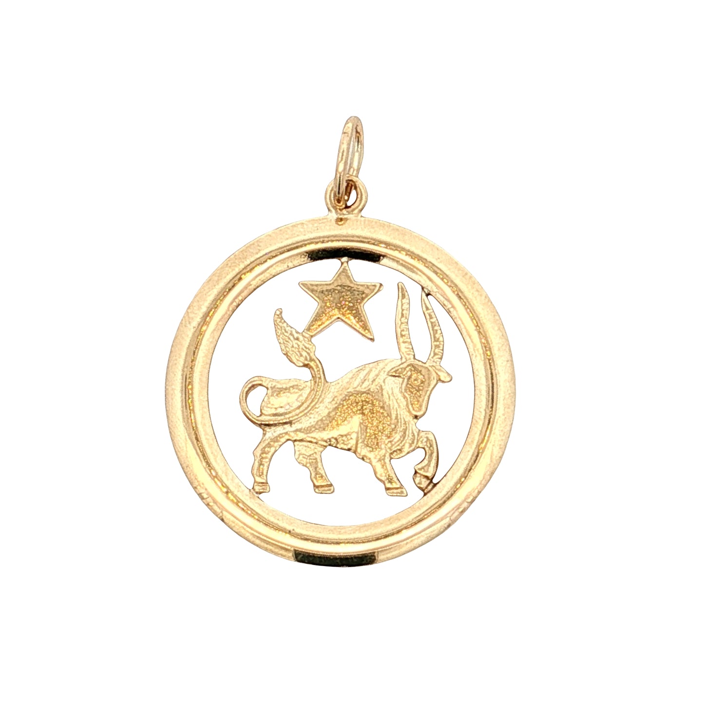 Vintage Taurus Zodiac Pendant 14k Yellow Gold