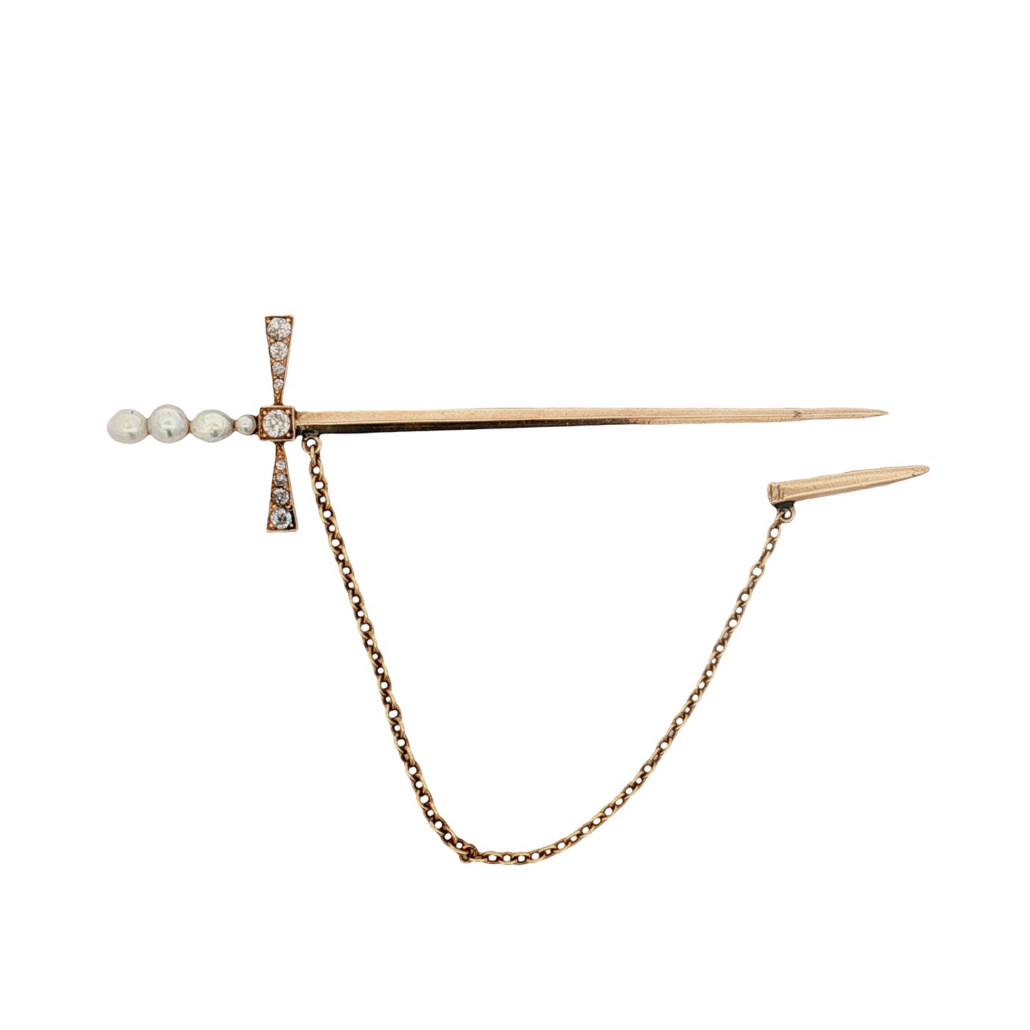 .32 Antique Victorian Diamond Sword Brooch 14k