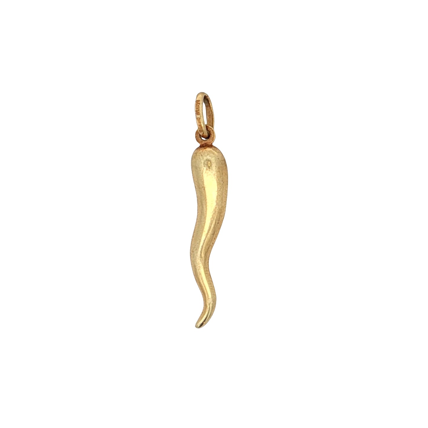1 Inch Cornicello Charm 14k Yellow Gold