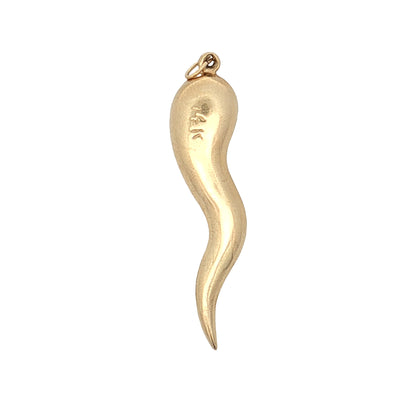 Traditional Italian Horn Cornicello Pendant 14k Yellow Gold