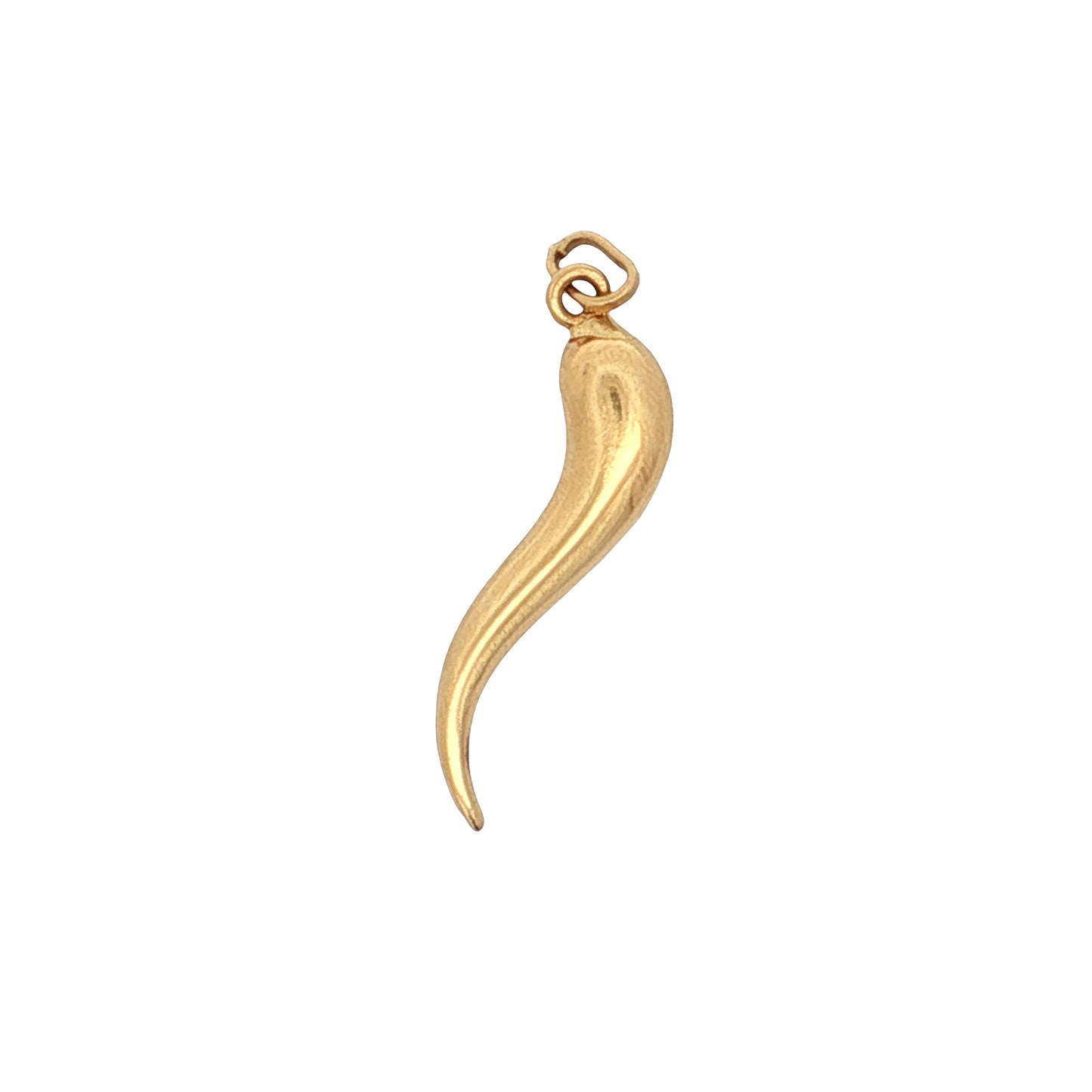 1.25 Inch Cornicello Pendant in 14k Yellow Gold