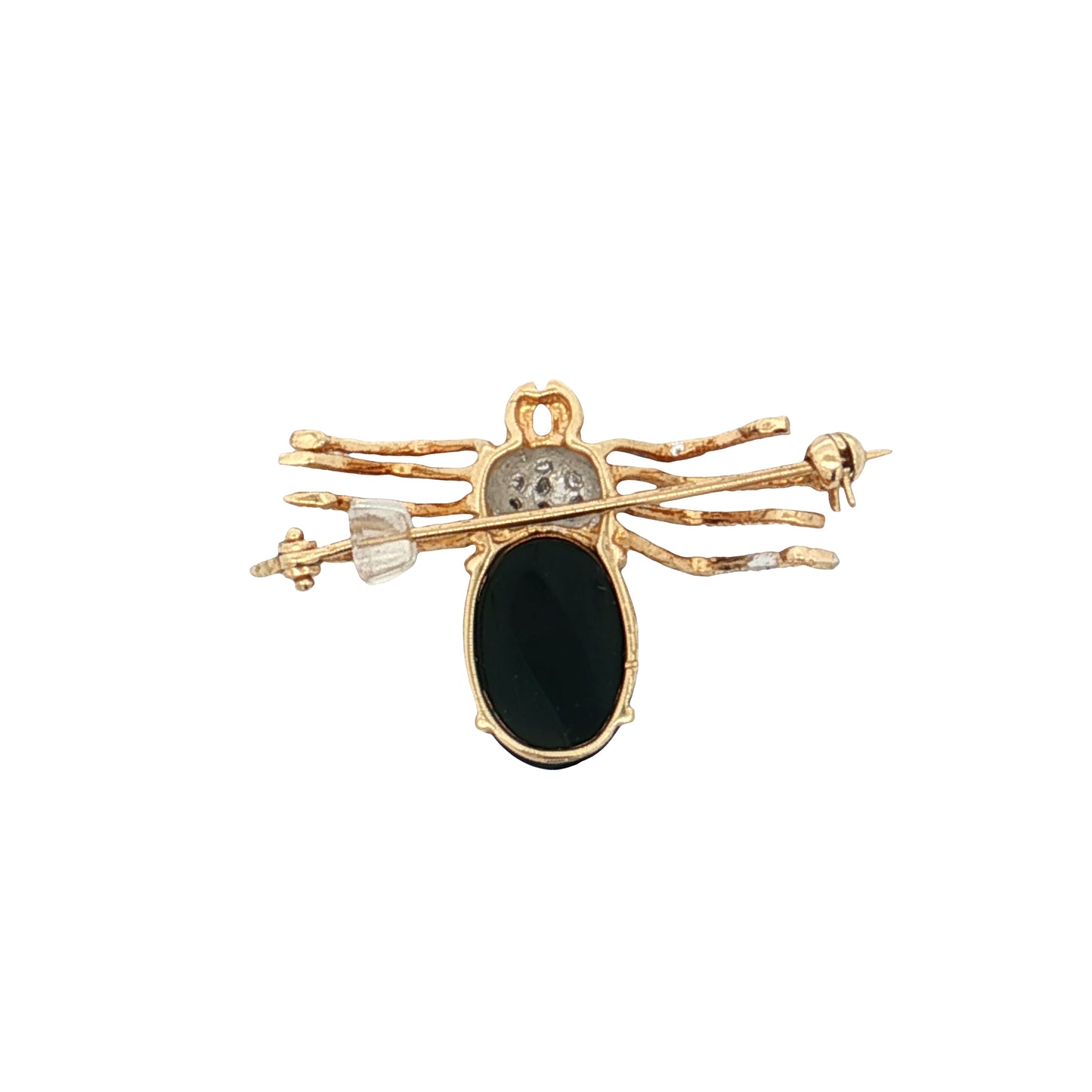 4.40 Onyx & Diamond Spider Brooch 18k Yellow Gold