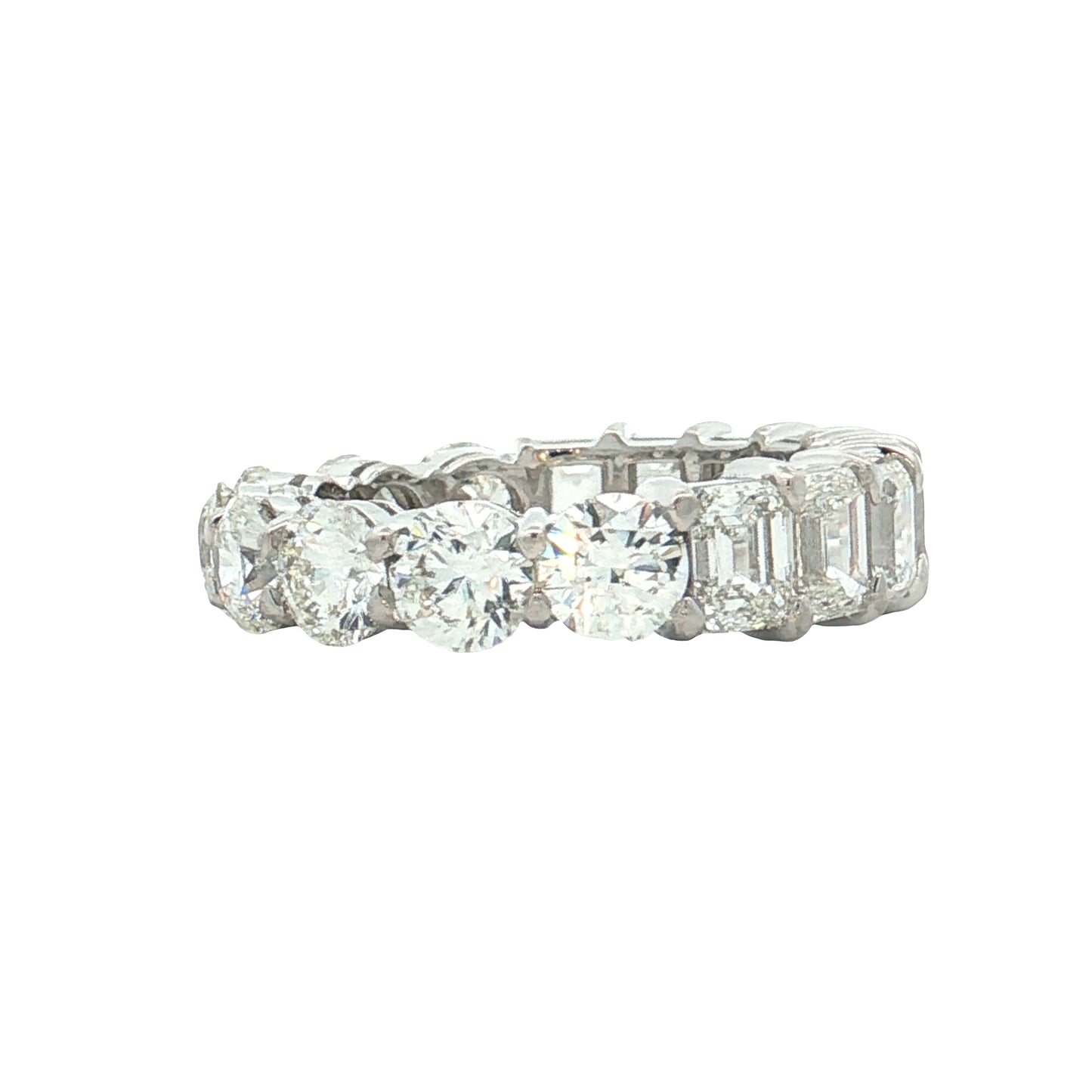 2.51 GIA Round & Emerald Diamond Eternity Band 14k