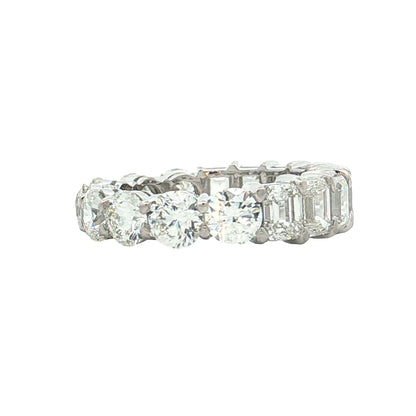 2.51 GIA Round & Emerald Diamond Eternity Band 14k
