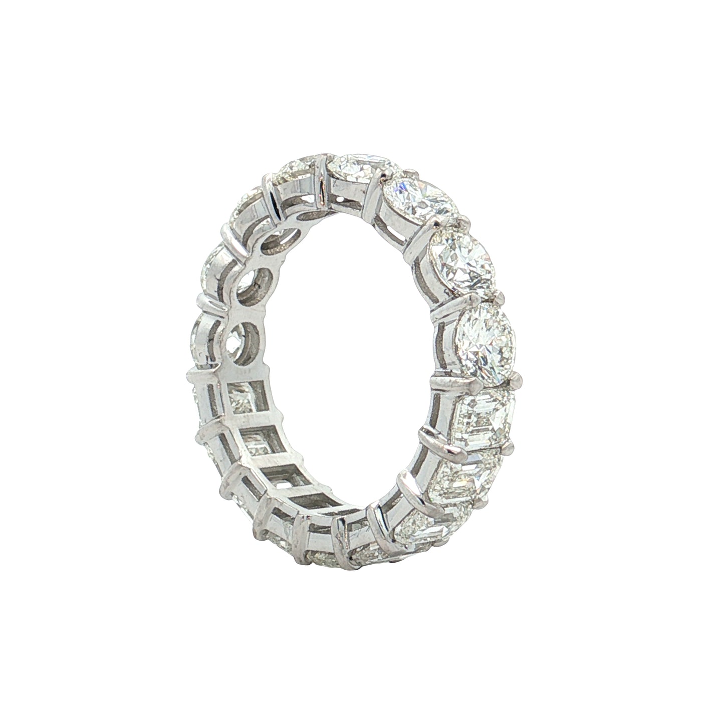 2.51 GIA Round & Emerald Diamond Eternity Band 14k