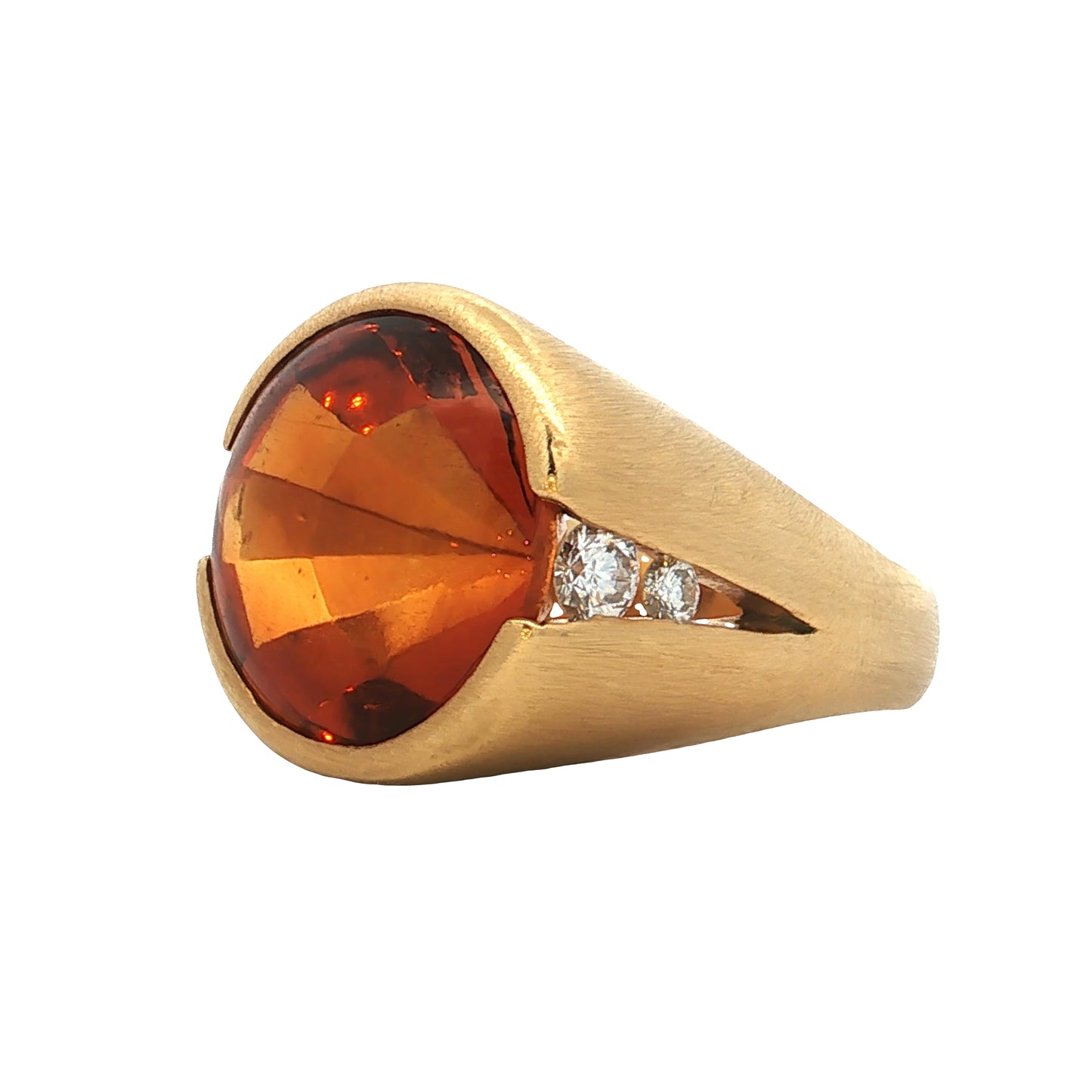 13.60 Cabochon Citrine Cocktail Ring 18k Yellow Gold