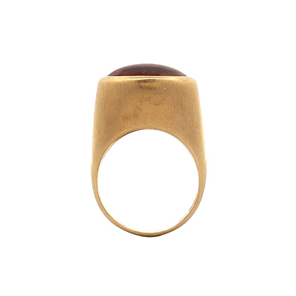 13.60 Cabochon Citrine Cocktail Ring 18k Yellow Gold