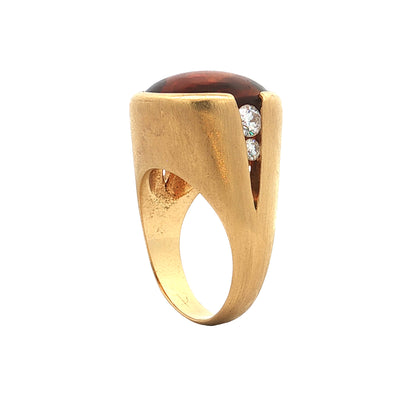 13.60 Cabochon Citrine Cocktail Ring 18k Yellow Gold
