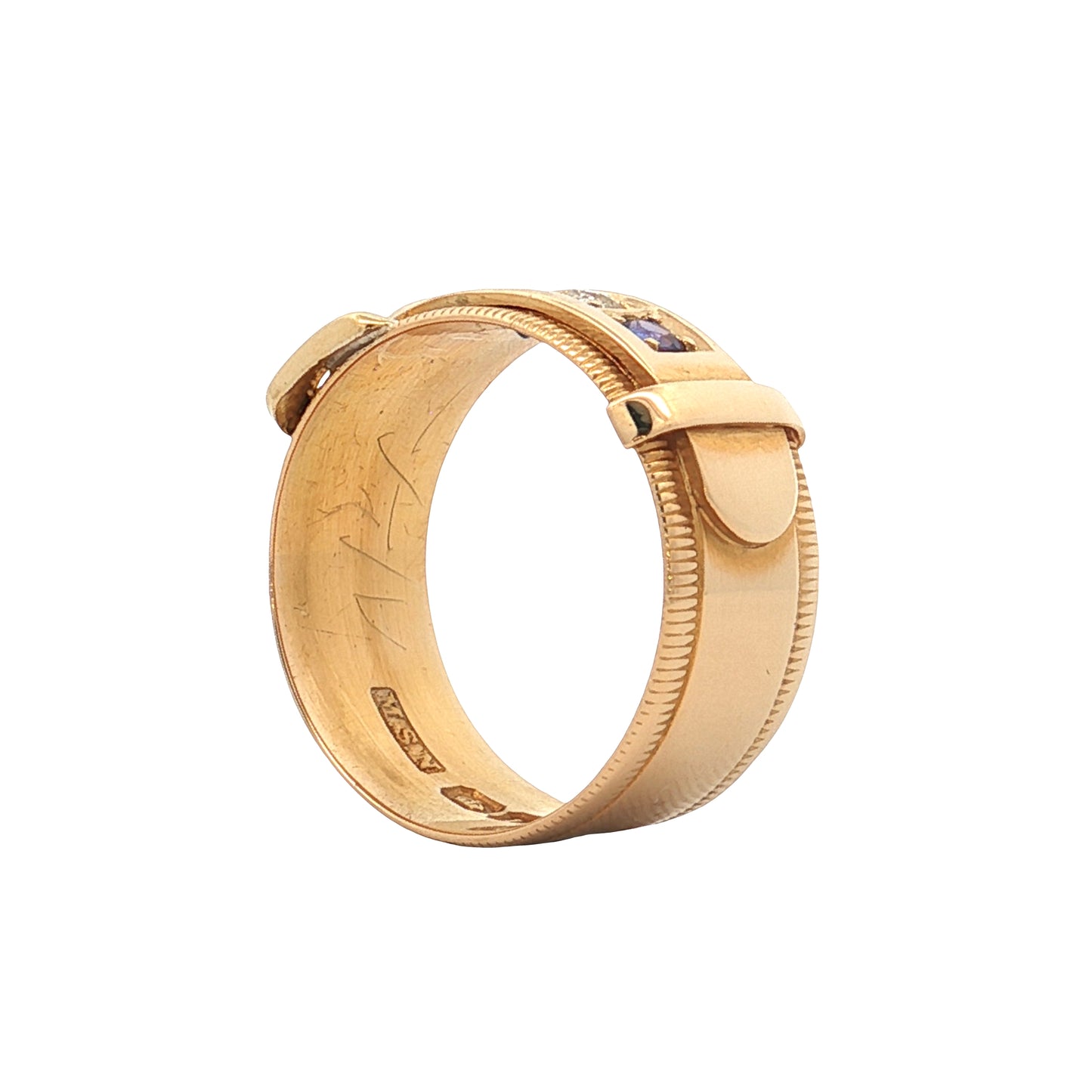 Antique Victorian Sapphire & Diamond Buckle Ring 18k