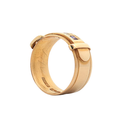 Antique Victorian Sapphire & Diamond Buckle Ring 18k