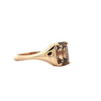 1.70 Emerald Cut Champagne Diamond Engagement Ring 14k