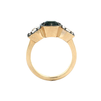 3 Carat Teal Sapphire Engagement Ring 14k Yellow Gold