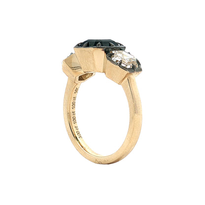 3 Carat Teal Sapphire Engagement Ring 14k Yellow Gold