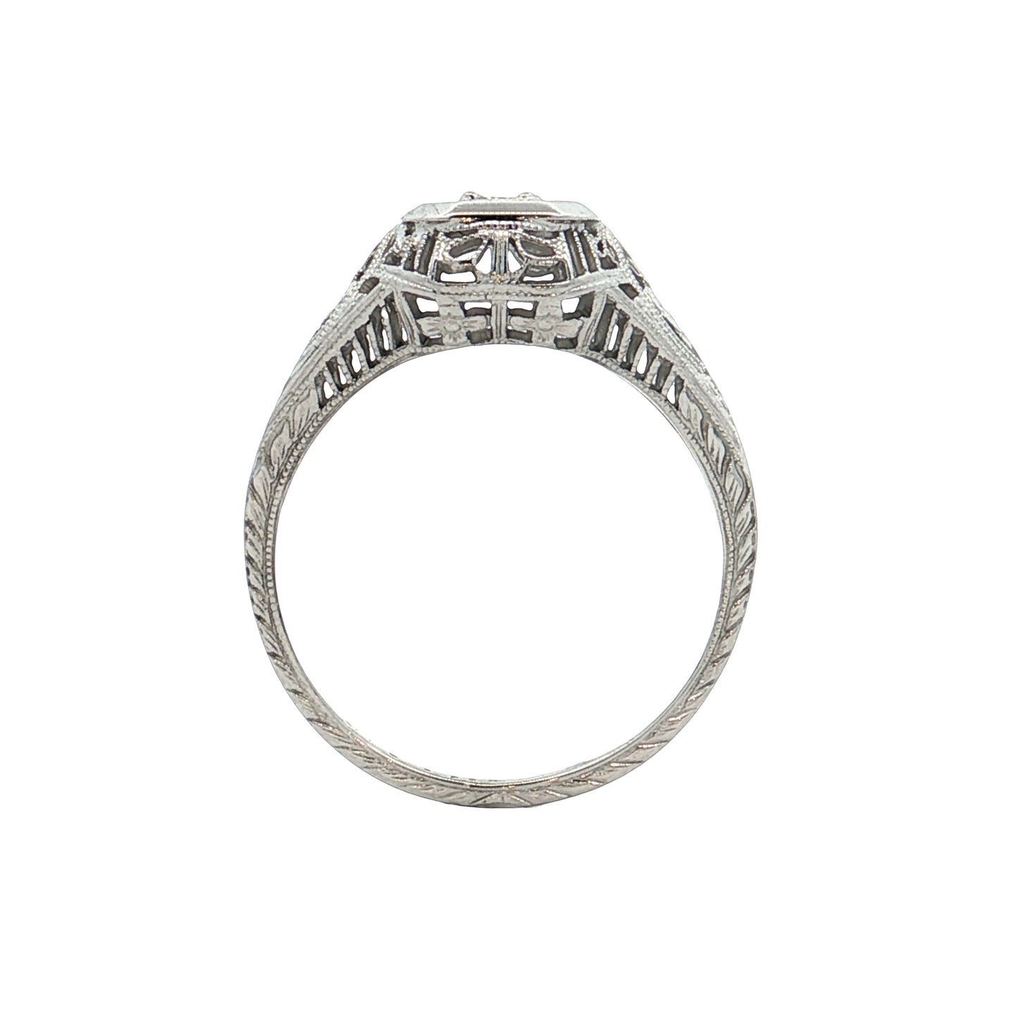 .12 Antique Art Deco Diamond Filigree Engagement Ring 18k