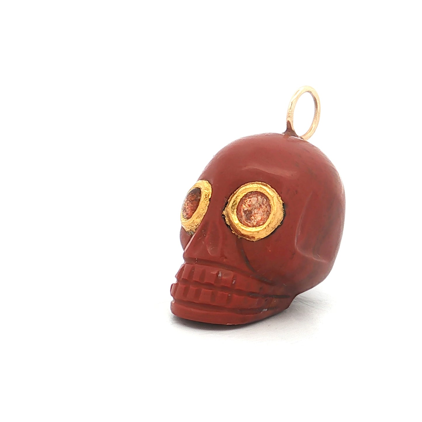 Jasper Skull & Sunstone Charm 18k & 24k Yellow Gold